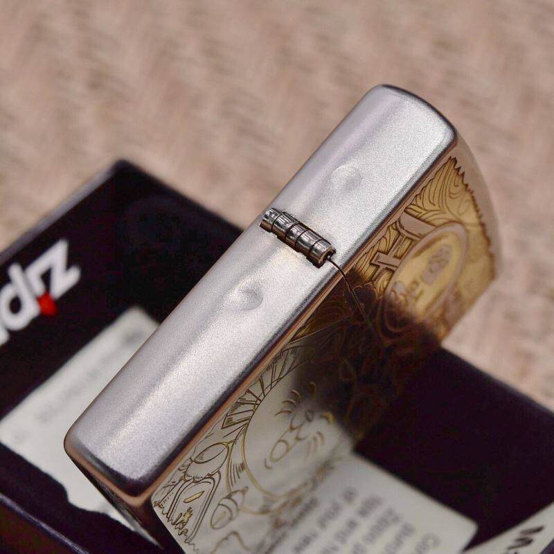 Zippo打火机正版经典磨砂深雕双面招财猫官方正品zipoo煤油zp男士