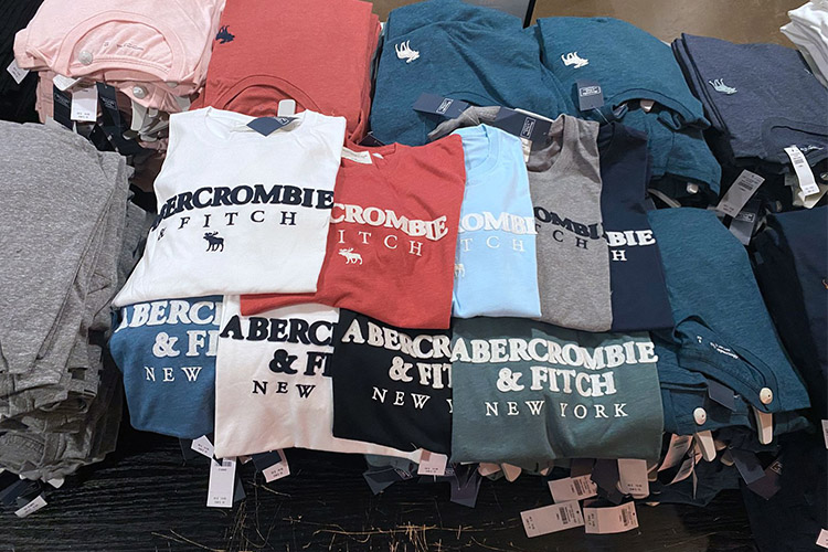 AF Abercrombie Fitch美国 男士签名字母麋鹿图案休闲圆领短袖T恤