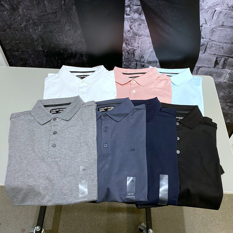 CK Calvin Klein 美国 男士柔软液体纯棉纯色商务休闲短袖POLO衫