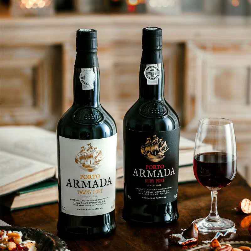 波特2瓶装微醺晚安葡萄牙舰队宝石红茶茶色加强干白静态葡萄酒