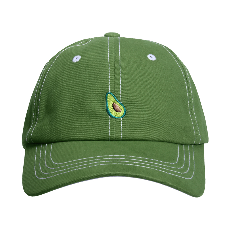夏天chic个性小众潮牌棒球帽牛油刺绣软顶绿色帽子