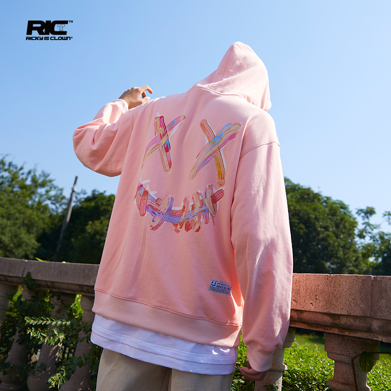 RickyisClown JOKE RiC小丑油画撕裂笑脸秋季连帽卫衣男国潮情侣