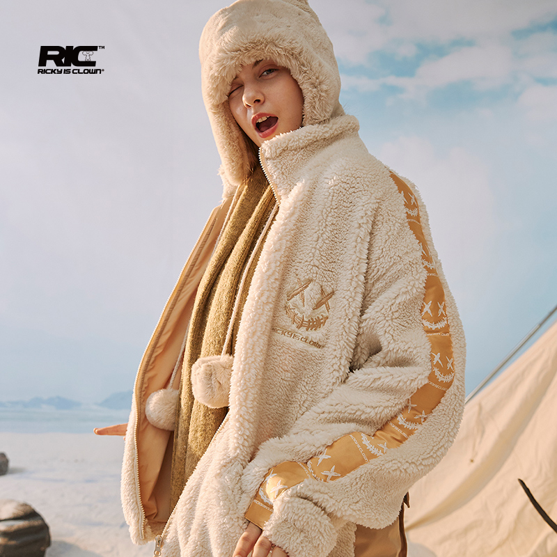 RickyisClown JOKE RiC小丑串标羊羔毛男国潮牌情侣装羊羔绒外套