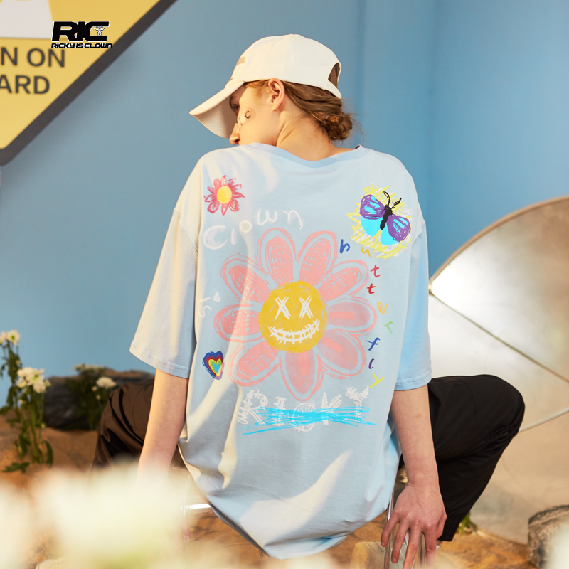 RickyisClown JOKE RiC小丑撕裂笑脸短袖T恤男国潮牌情侣装夏装