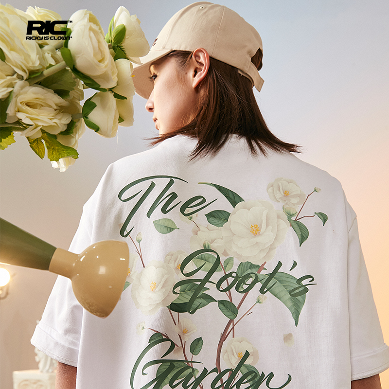 RickyisClownFool’s Garden 曹恩齐同款 山茶花束笑脸短袖T恤RiC