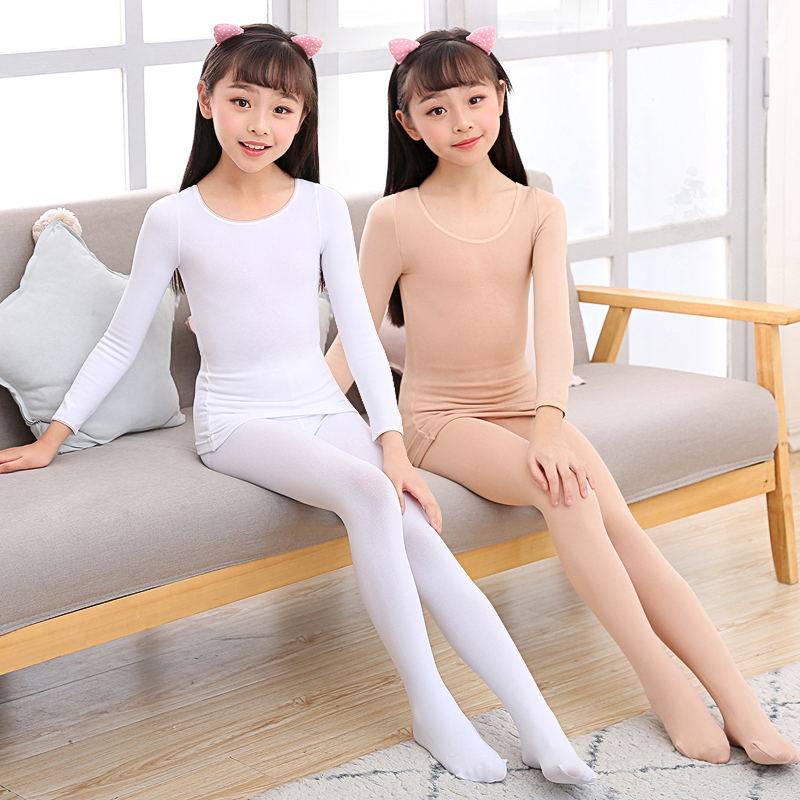 舞蹈打底儿童肉色女童白色隐形紧身肤色练功儿童演出服
