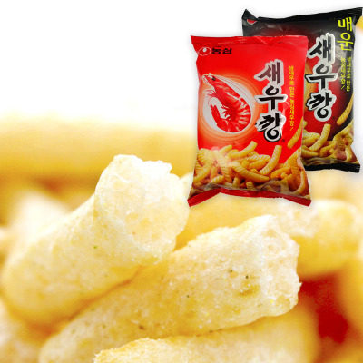 零食韩国原装进口食品农心辣味鲜虾条90g虾米膨化膨化食品