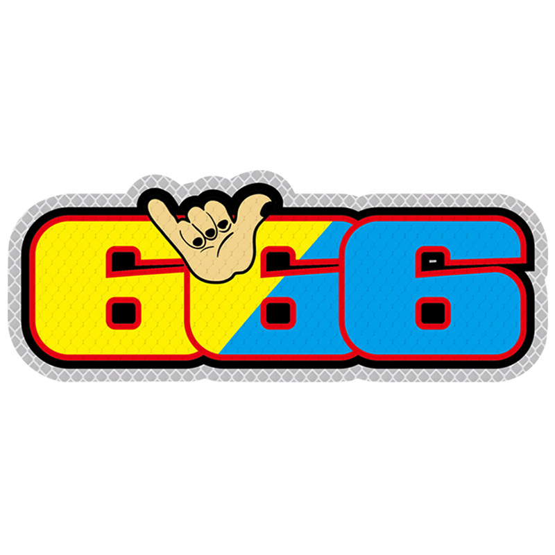 3m反光贴双击666卡通数字安全警示贴纸遮挡划痕夜光个性号码装饰