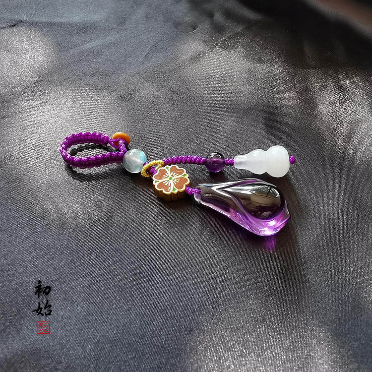 原创治愈兰花兰花紫紫水晶汽车钥匙扣手机链包包服饰钥匙扣
