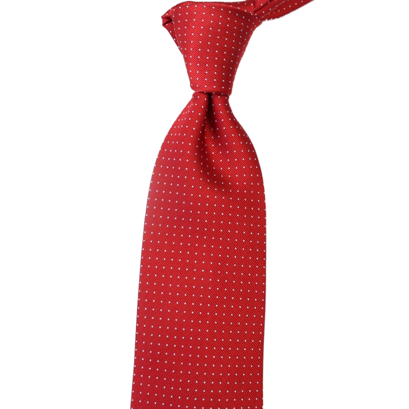 高档工正小圆带红色领带男士蚕丝桑蚕结婚纯手领带