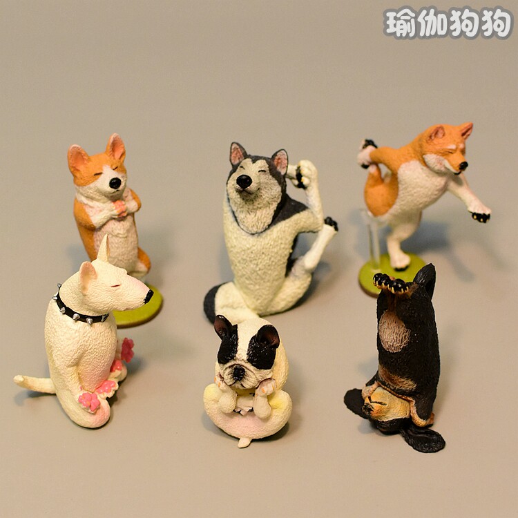 舞蹈瑜伽宠物狗柴犬松狮柯基哈士奇仿真狗狗手办潮玩盲盒