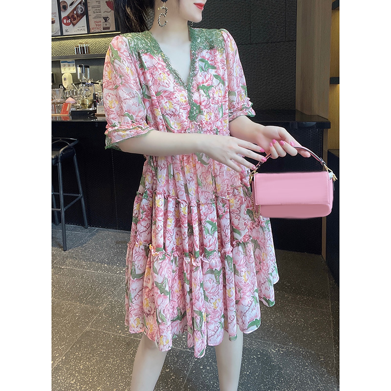 法式欧洲站欧货新款2021女装夏季连衣裙半袖气质连衣裙