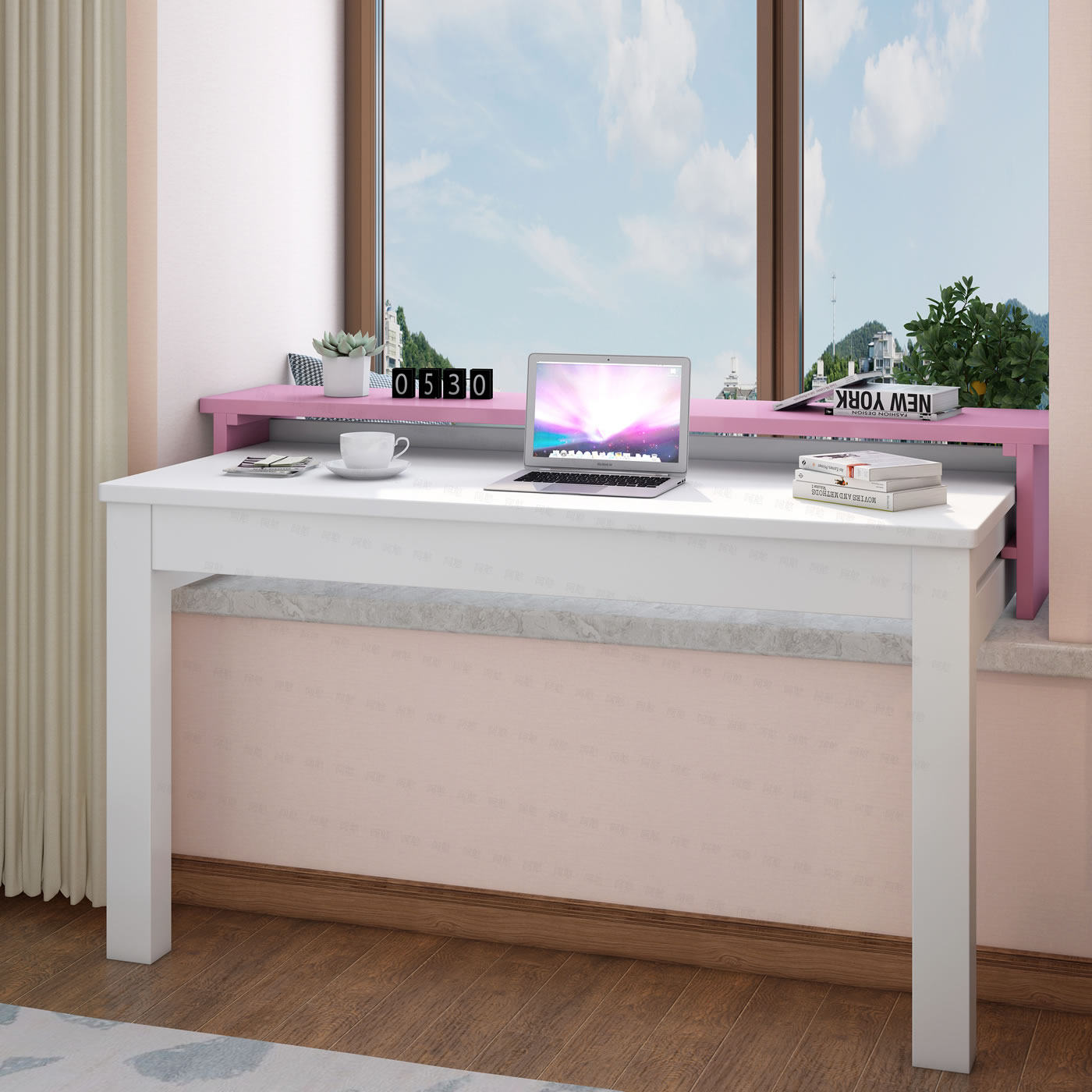 全实木飘窗写字桌家用飘窗伸缩电脑桌写字台改书桌创意设计梳妆台