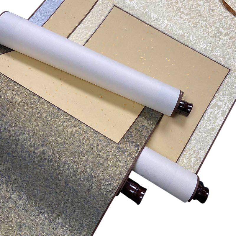 宣纸空白画轴精裱竖轴四尺全绫中堂半生熟宣挂轴书法书画卷轴定制