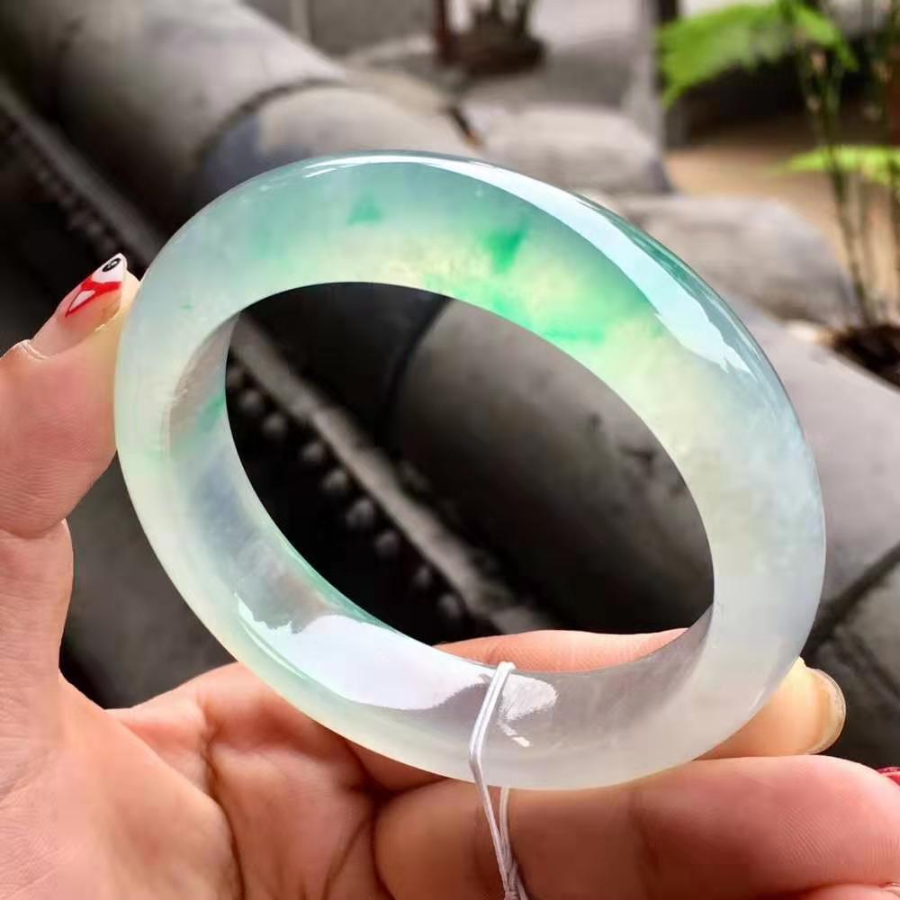 手镯翡翠xlk21033果敢533高冰飘阳绿玉镯玉手玉石手镯