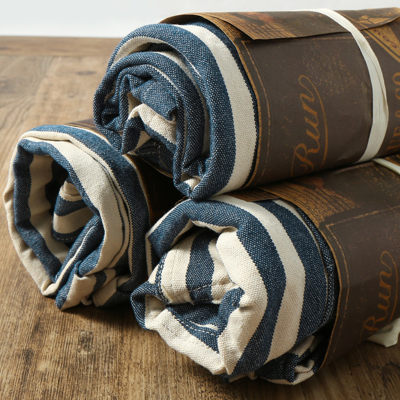 阿美咔叽美式工装牛仔短裤男复古海军蓝白帆布条纹五分裤夏季