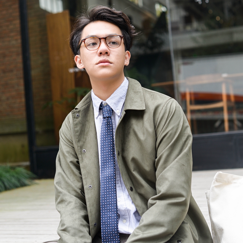 翻领新款麂皮绒外套春秋薄款短款风衣男女美式复古工装教练夹克