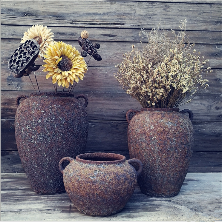 【芈阳】复古做旧青苔老陶罐 手工粗陶坛子花器花瓶花盆装饰摆件