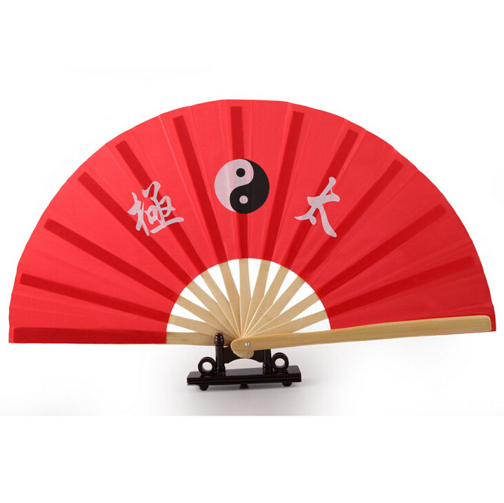 太极竹骨功夫扇武术红色响扇表演广场舞晨练厂家太极扇