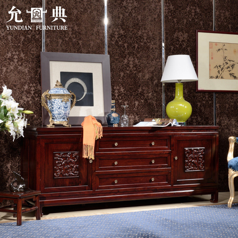 刺猬紫檀金龙矮柜金龙客厅展示柜储物柜中式电视柜允典红木家具