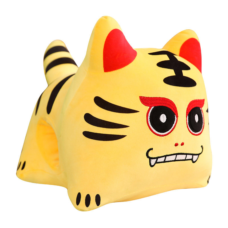 抱枕新年吉祥物可爱爱萌老虎娃娃公仔毛绒玩具暖手毛绒布艺类玩具