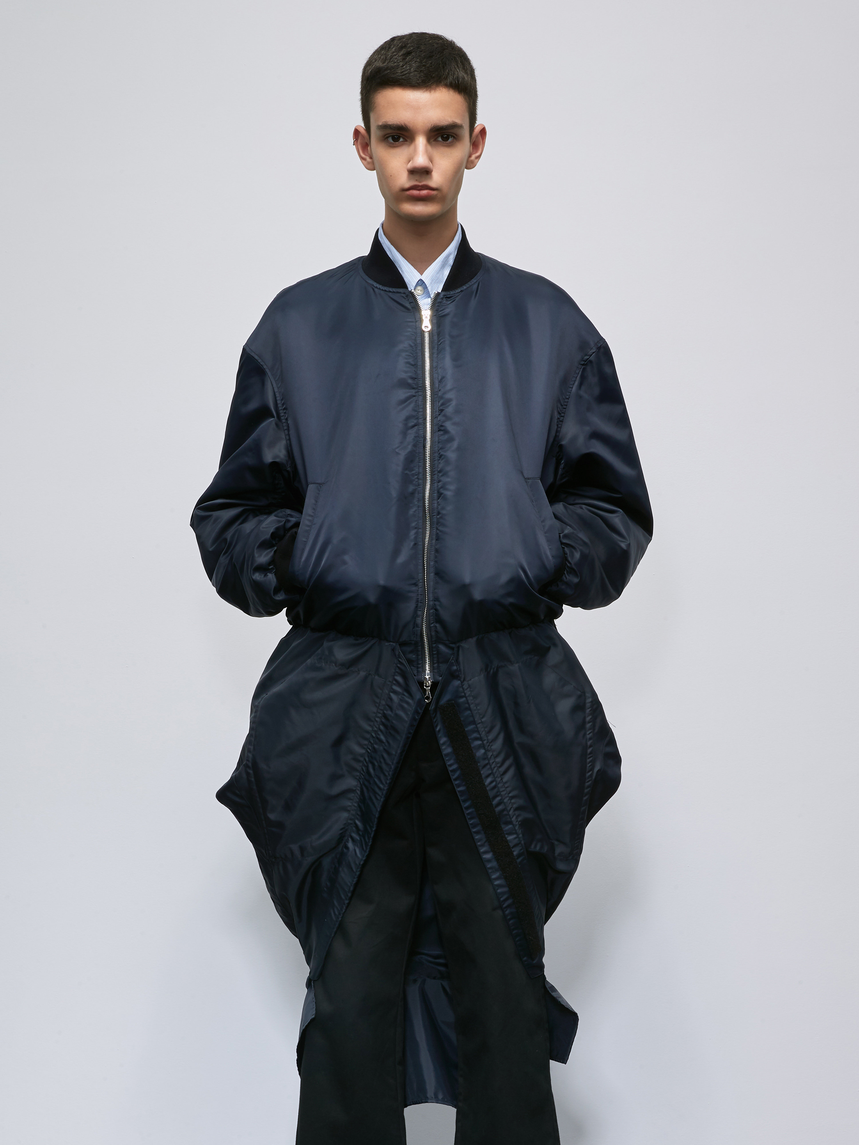 essensalhomme18aw藏蓝蓝色两件工装大口口袋ma-1夹克