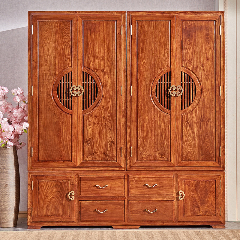 衣柜新中式中式红木卧室红木家具实木大容量刺猬紫檀衣柜