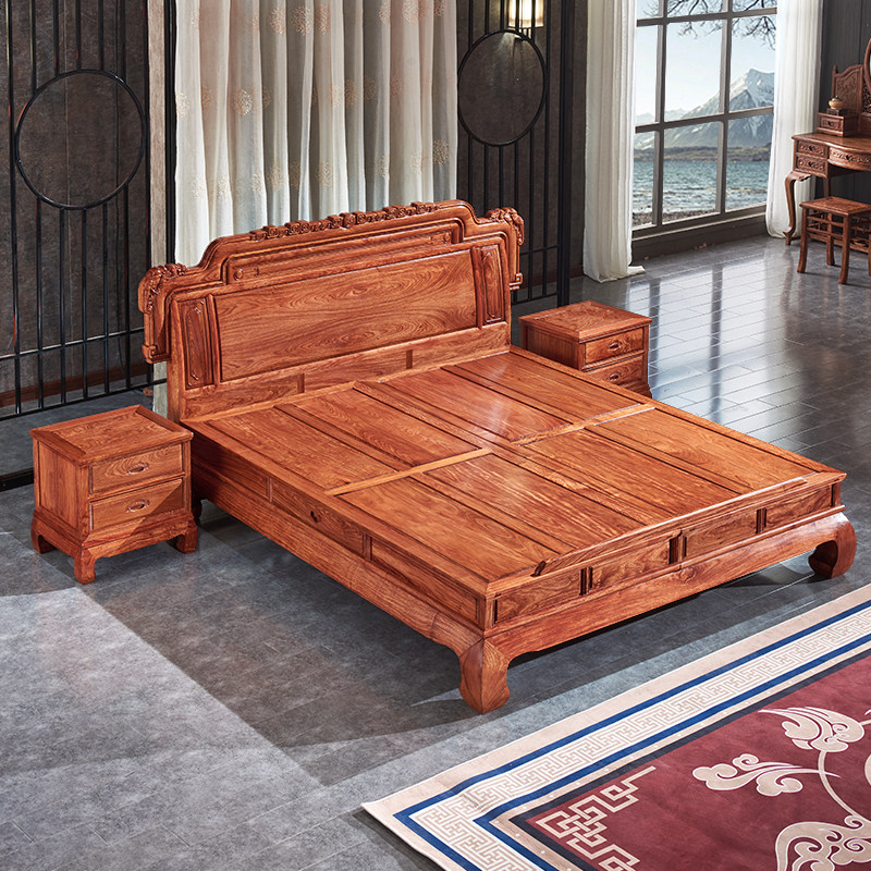 大床红木新中式中式18米实木双人床主卧婚床刺猬红木床