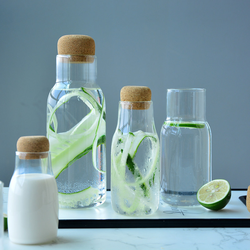 日式软木塞密封玻璃瓶高颜值冷泡瓶冷萃咖啡家用透明密封罐