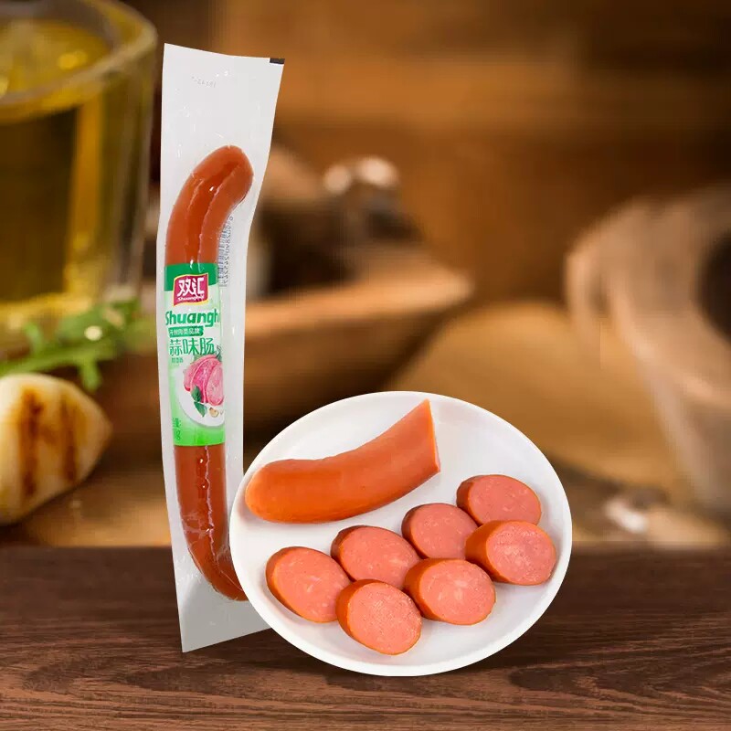 双汇蒜味190g蒜蓉蒜香香肠烤肠商用批发肉肠包装即食肠类