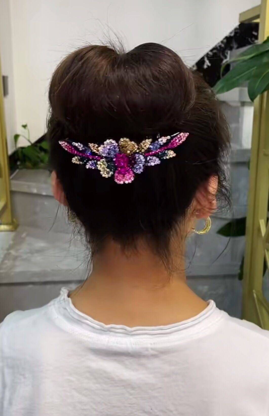 原创设计捷克五花花花穗苞发盘发盘头七齿插梳发饰