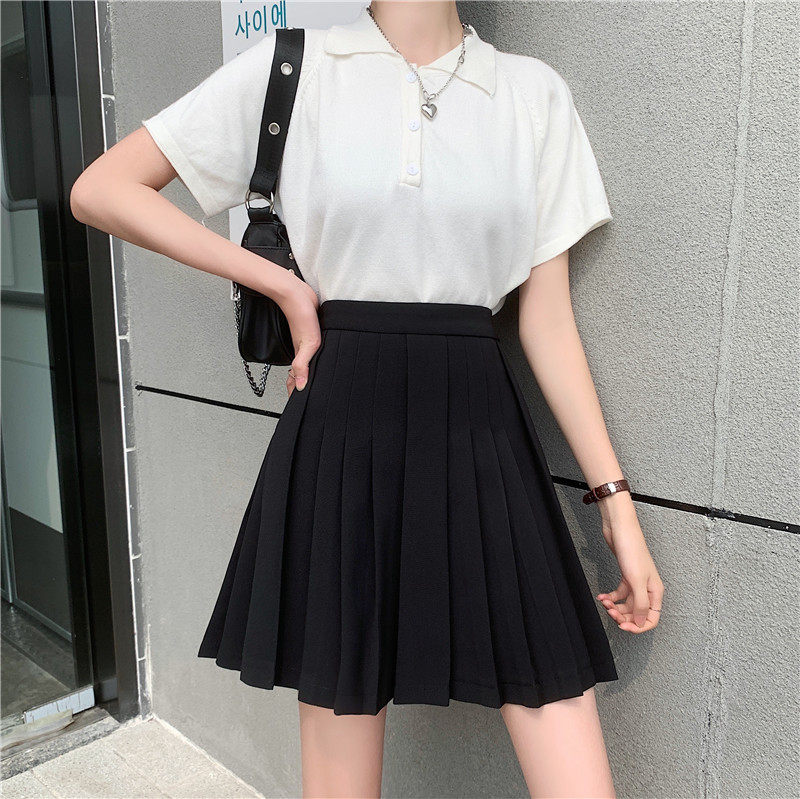 黑色学院裙遮半身显瘦百褶裙高腰大码春夏2021半身裙