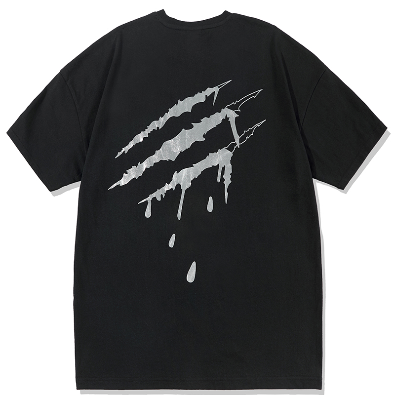 suamoment血爪抓痕一代脱落短袖半袖男宽松潮牌情侣t恤