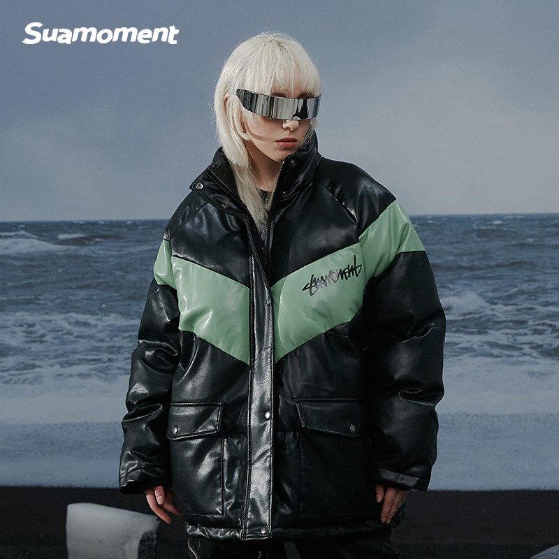 suamoment男潮情侣防寒棉袄保暖加厚潮牌棉服抓痕棉衣