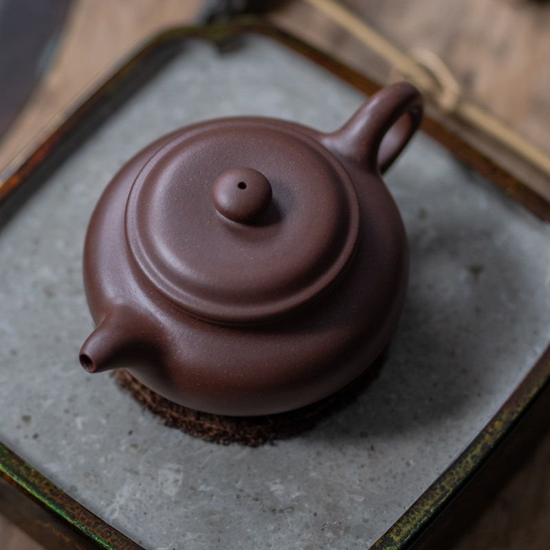 宜兴手工紫砂壶家用紫砂茶具大亨仿古四号井紫泥茶壶