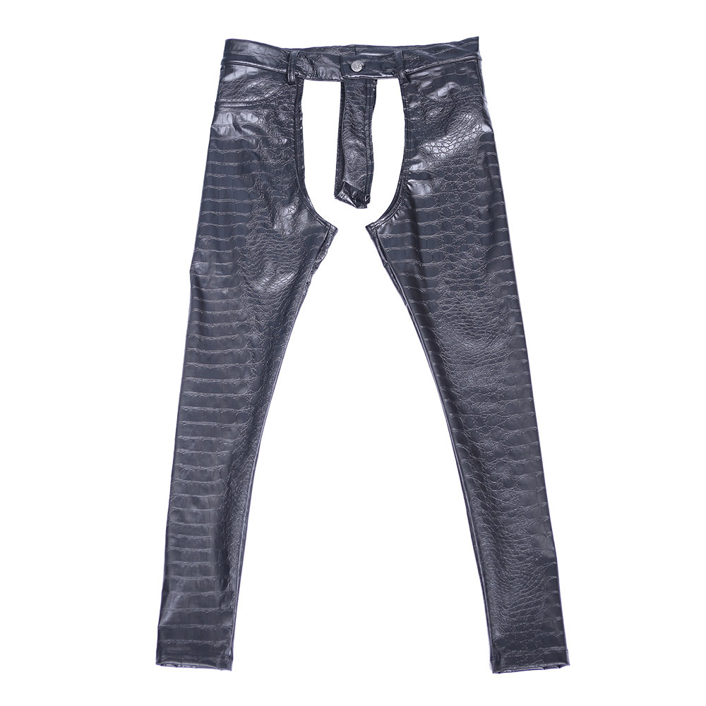 魅色新款立体印花鳄鱼紧身pu皮裤nk95演出服休闲裤