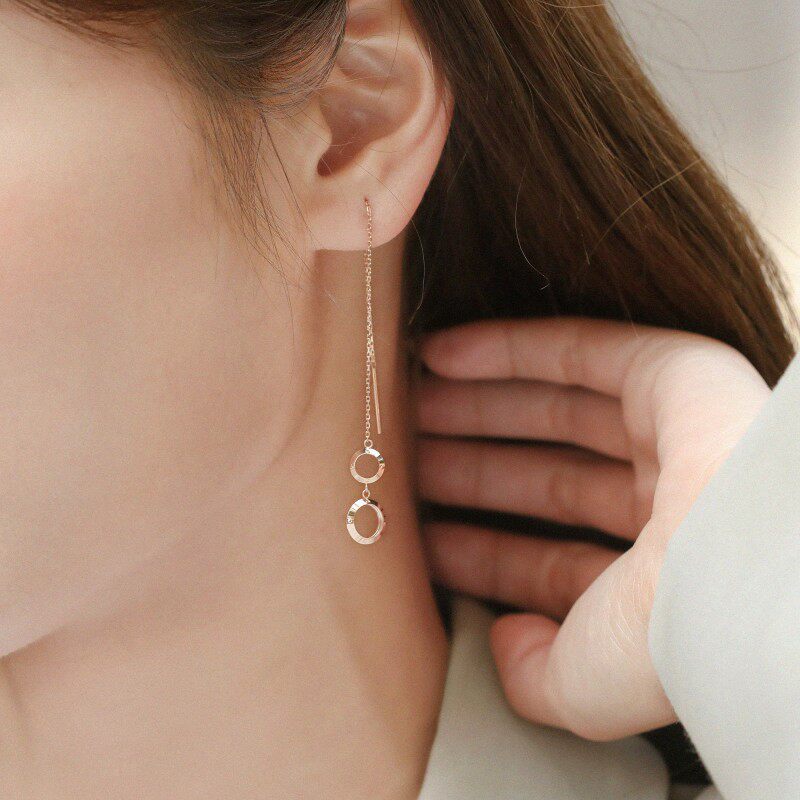 周生生18k金薄荷薄荷系列圆环玫瑰金耳线耳饰单只耳饰