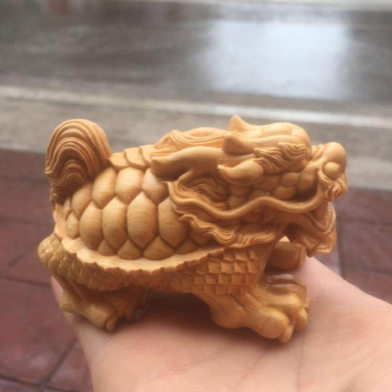 摆件柏木雕龙龙头招财辟邪镇宅化小人客厅办公室木雕