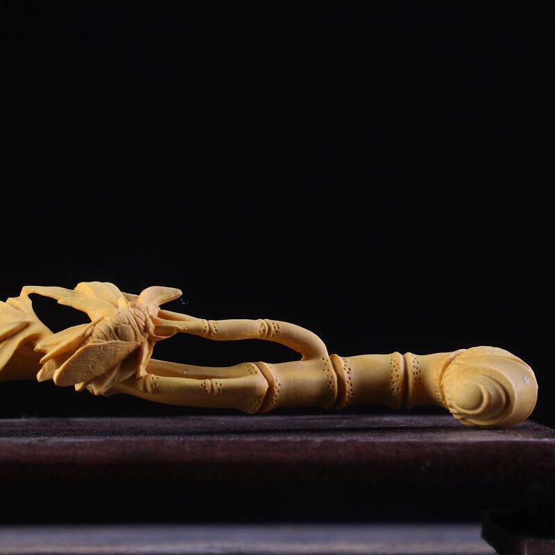 小叶黄杨木雕实木客厅镇雕刻手把工艺品家居饰品竹节木雕