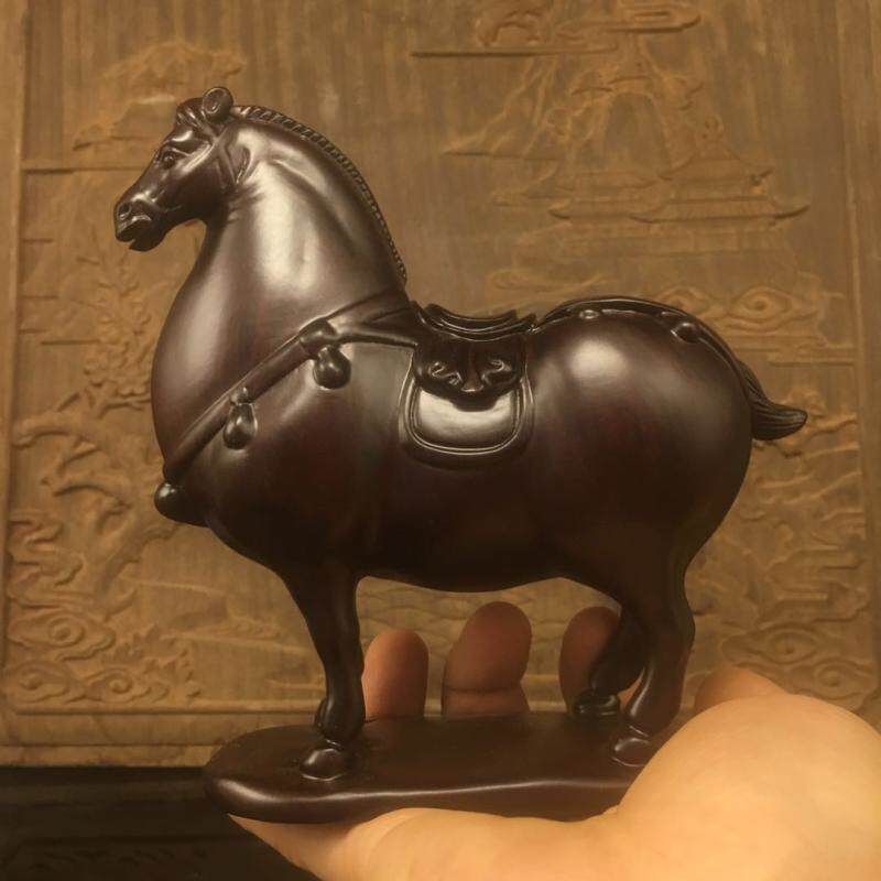 檀木木雕唐马工艺品摆件客厅马到成功酒柜玄关装饰木雕