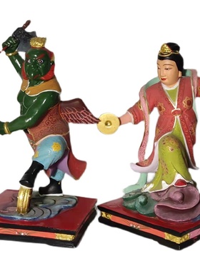 雷公电母香樟木雷震子雷神像雕像