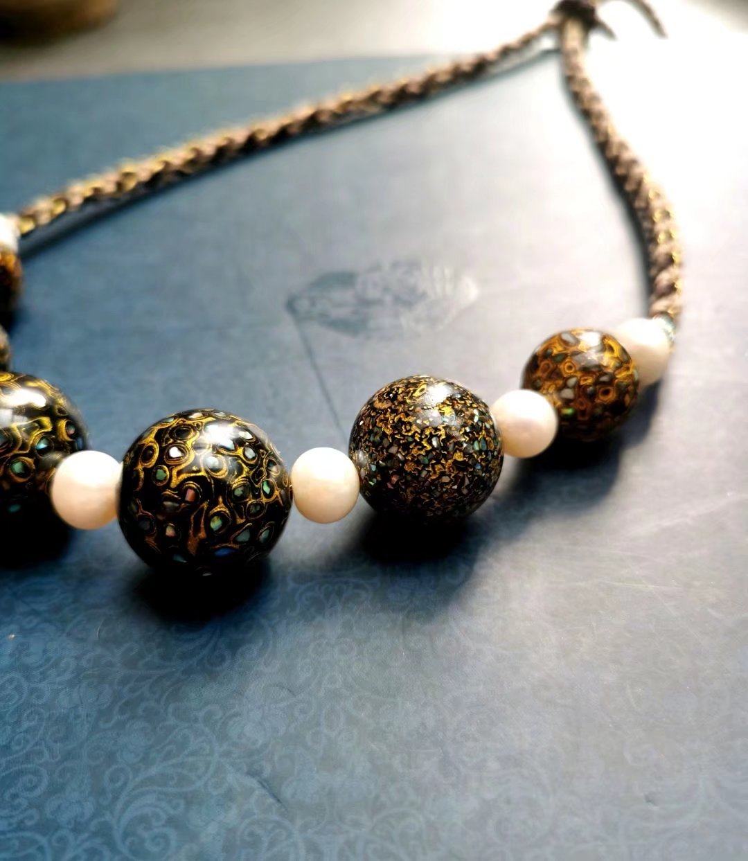 天然大漆镶嵌螺钿非遗传承工艺传统古法珠串手链