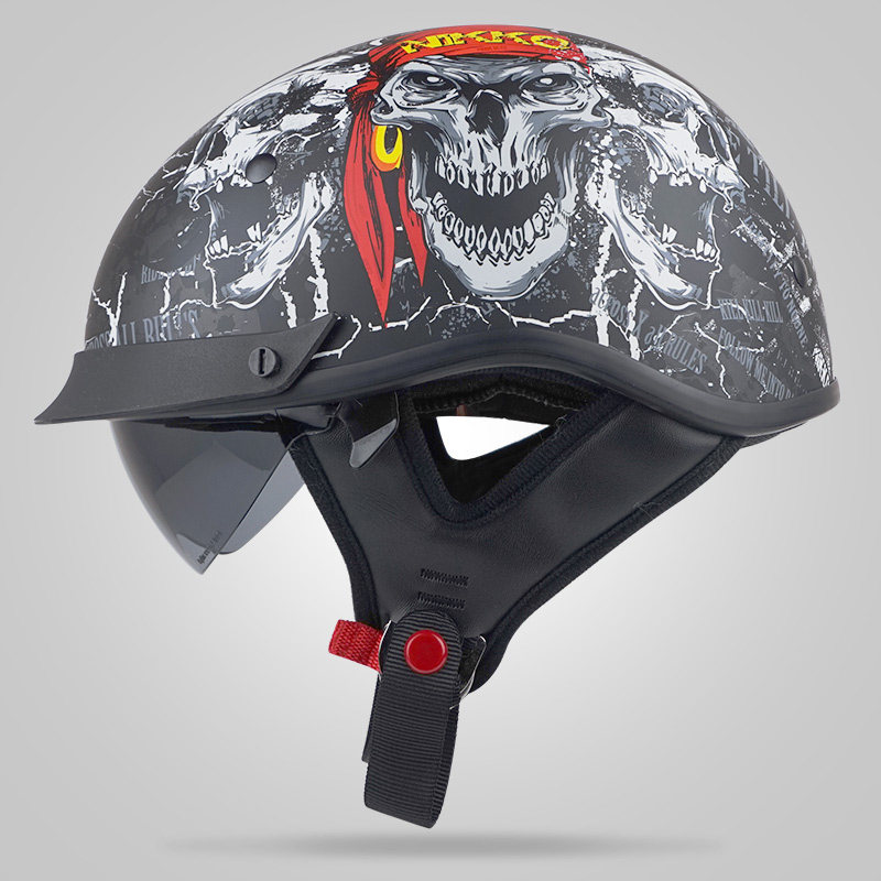 thh摩托车半盔复古哈雷头盔轻瓢电动车半覆夏季摩托车头盔