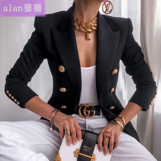 suitcoatwomen长袖ol气质短外套女士修身双排西装