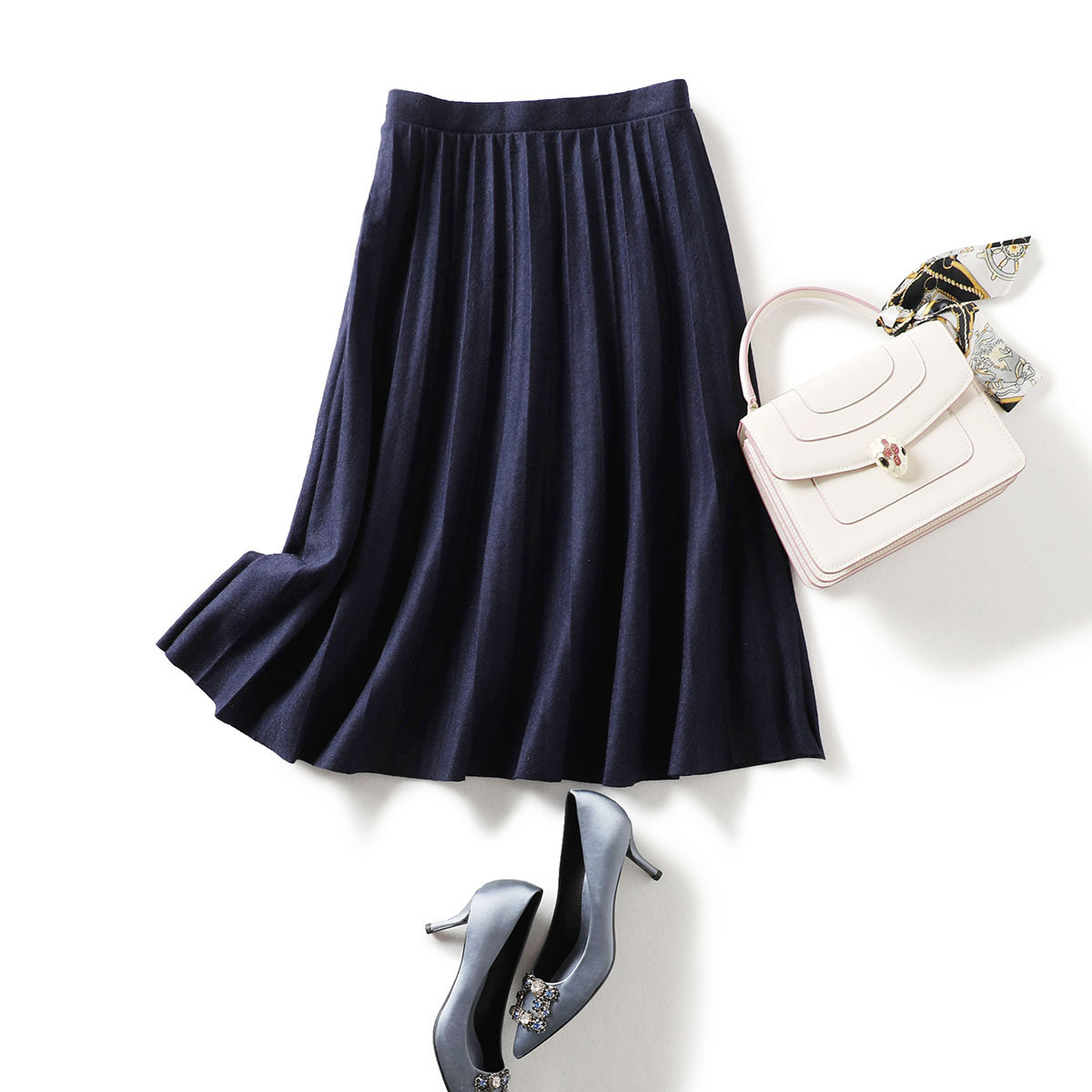 不老款伞中长过膝百褶羊毛纽扣老的单边松紧半身裙