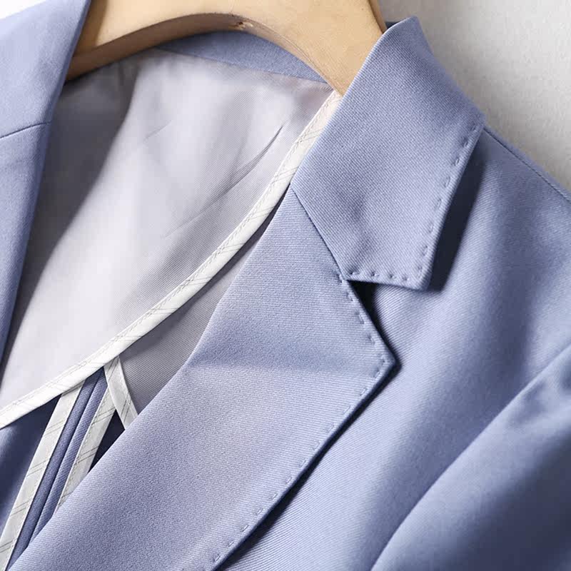 定制色系蓝紫色抗皱挺括修身显瘦一粒长袖西装西装