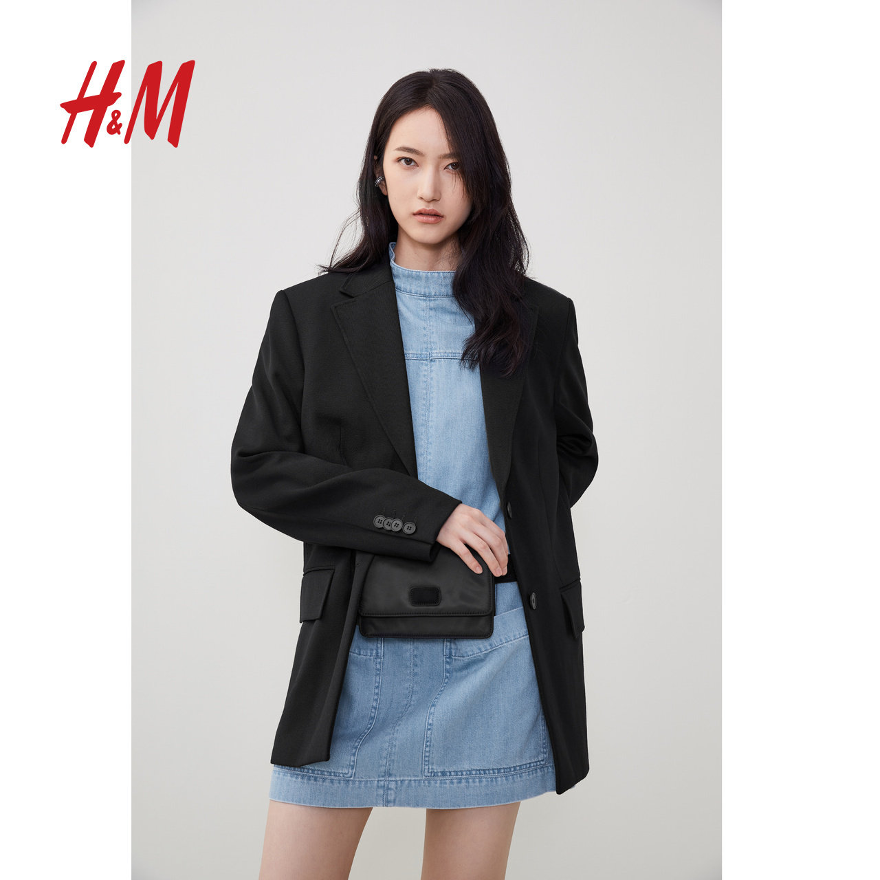 宋茜灵感系列hm女装西服2020秋冬新款黑色西装