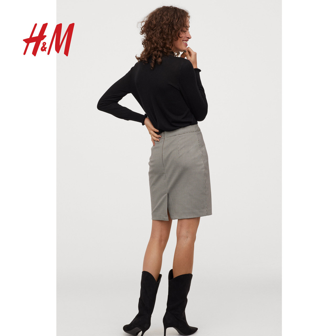 hm女装裙子一步短裙气质简约通勤半身裙