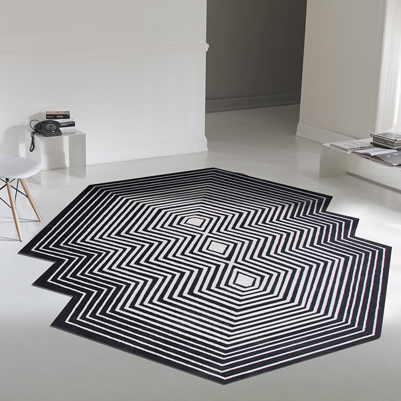个性北欧地毯时尚创意个性条纹异形不规则客厅茶几地毯