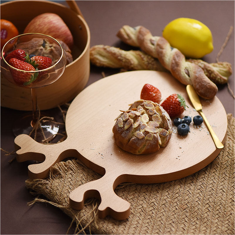 创意鹿角实木面包菜板蛋糕盘带把手点心盘无砧板